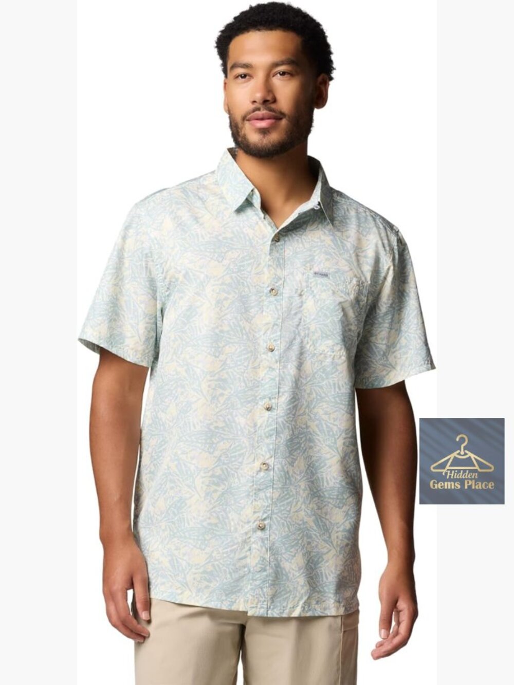 Men's Short Sleeve Button Down Camp Shirt UPF 50+ Sun Protection